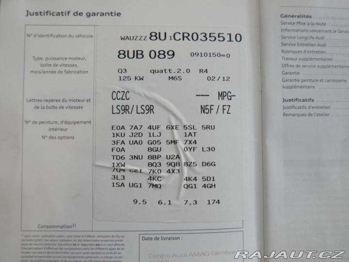 Audi Q3 2,0 TFSI Quattro REZERVAC 2012