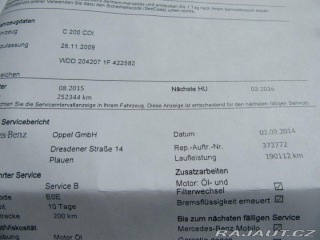 Mercedes-Benz C 2,1 200 CDI Servisní knih 2009