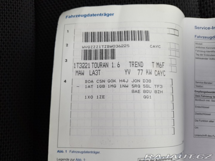Volkswagen Touran 7 MÍST 1,6TDI 77 KW AC 2010