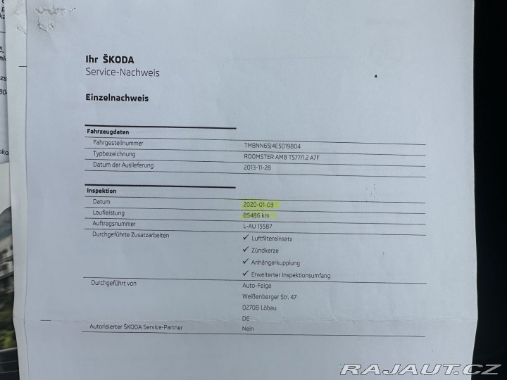 Škoda Roomster 1,2TSI 77kW DSG FRESH TAŽ 2013