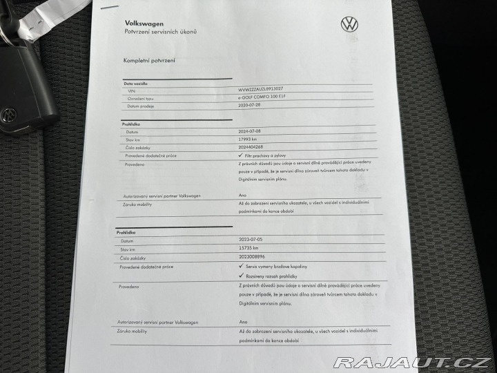 Volkswagen e-Golf 100kW 32kWh AC/DC TEPELNÉ 2020