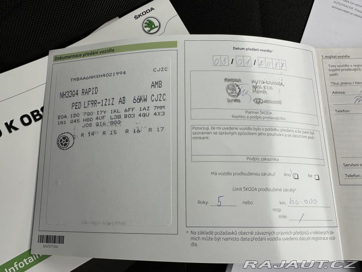 Škoda Rapid 1,2TSI 66kW 2.MAJITEL SER 2017
