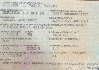 Citroën Berlingo 1,6 pro přepravu osob n 2011