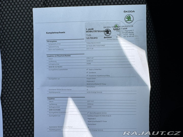 Škoda Octavia 1,4 TSI 103 KW KM 1. MAJ. 2013