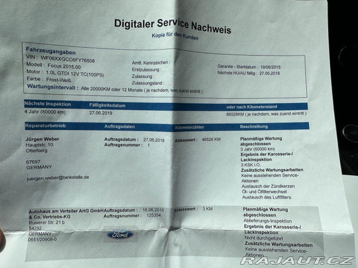 Ford Focus 1.0 EcoBoost 74kw 2015