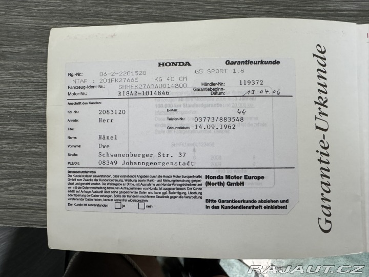Honda Civic 1,8i I-VTEC 103 KW STK SK 2006