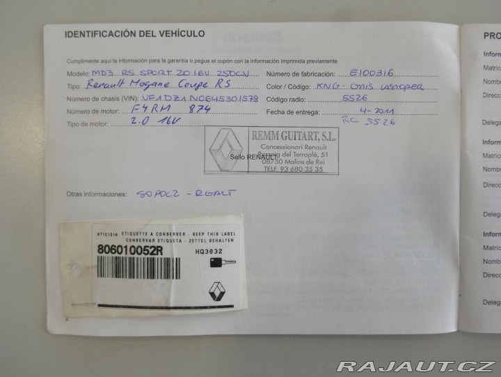 Renault Mégane RS Coupe 2,0i Turbo 184kW 2011