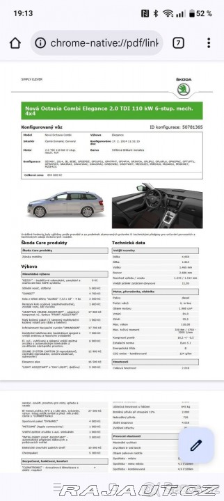 Škoda Octavia 2,0 TDI 4x4 combi elega 2014