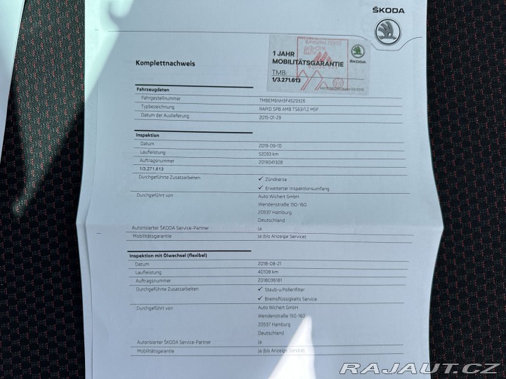 Škoda Rapid 1,2TSI 63kW SPORT SERVISK 2015