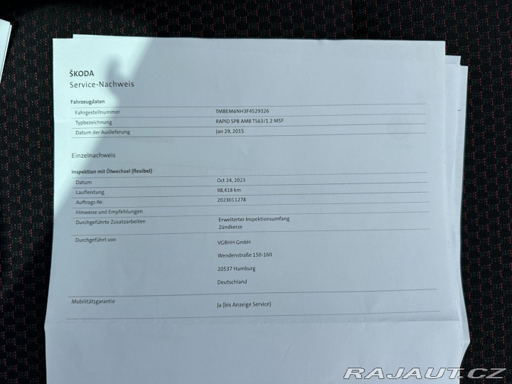 Škoda Rapid 1,2TSI 63kW SPORT SERVISK 2015