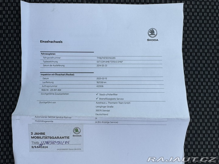 Škoda Octavia 2,0 TDI 110 KW 2. MAJ. 2014