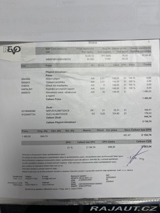 BMW M5 4.4 V8 NVISION HUD REZERV 2012