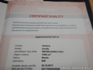 Toyota Corolla 1.6 VVTi, ČR, AUTOMAT 2017