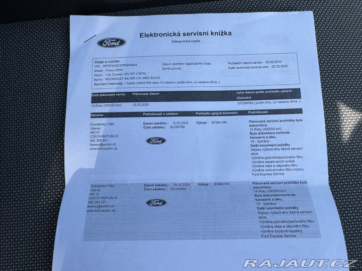 Ford Focus 1,4 59 KW KM 1.MAJ 2010