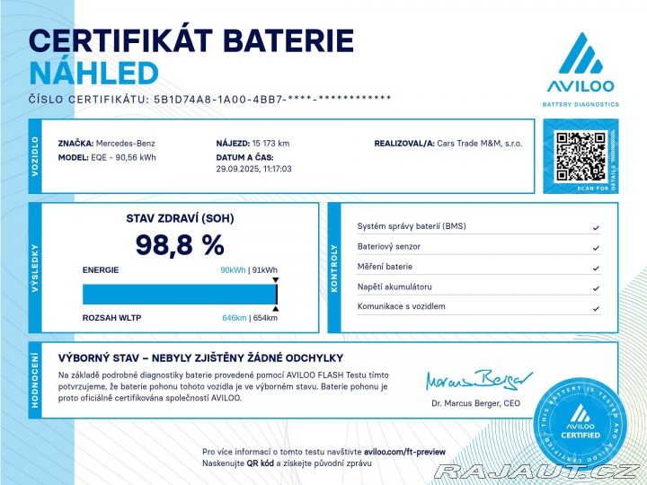 Mercedes-Benz EQE 350+ K360°TAŽNÉ SoH 98,8% 2022