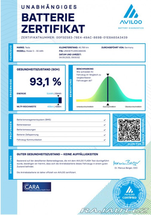 Tesla Model 3 Standard SOH 93,1% 239kW 2021