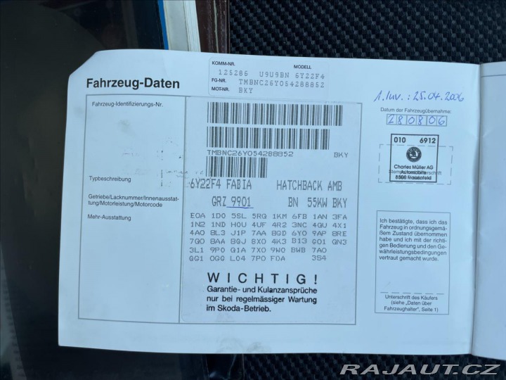 Škoda Fabia 1,4 i 16V 55kw klima, odp 2006