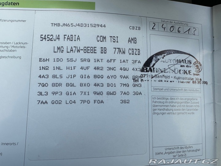 Škoda Fabia 1.2Tsi 77kw Fresh 2013