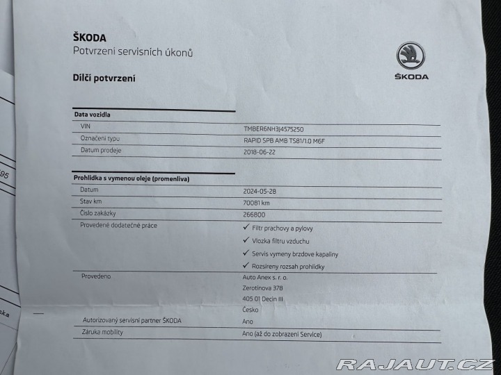 Škoda Rapid 1,0TSI 81kW 1.MAJITEL SER 2018