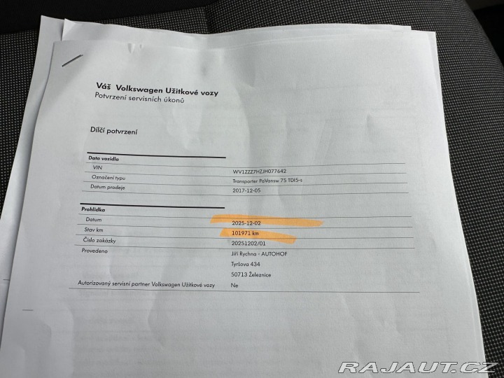 Volkswagen Transporter 2,0TDI 75kW KŘÍDLA TAŽNÉ 2017