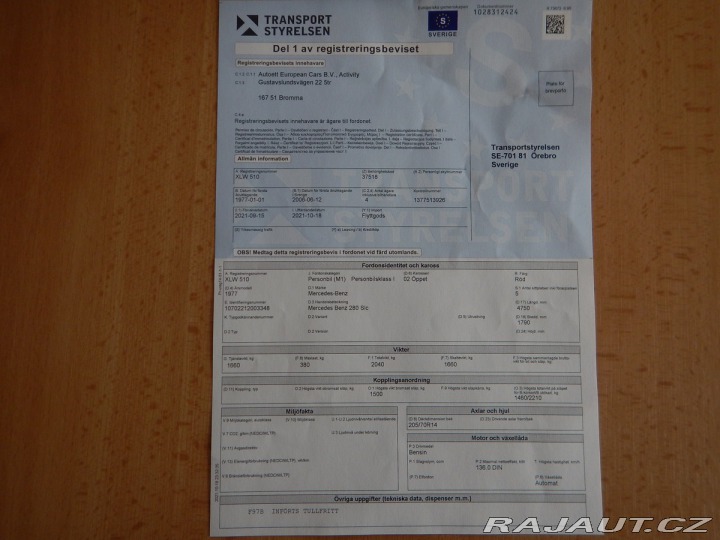 Mercedes-Benz SL SLC 280, AUTOMAT 1977