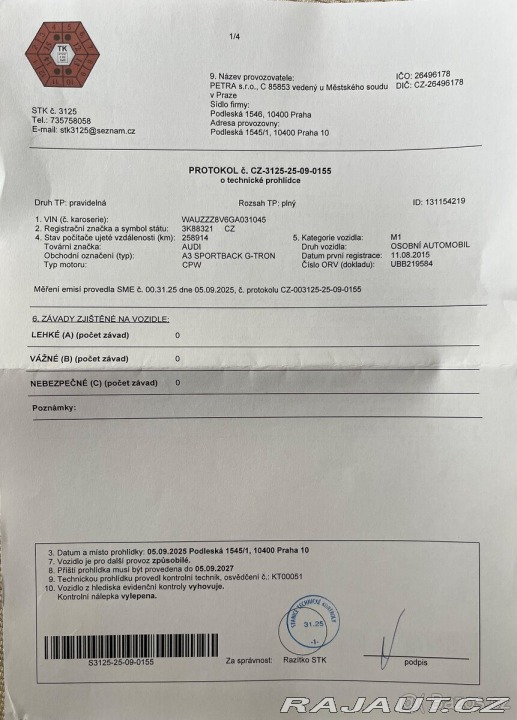 Audi A3 1,4 Sportback g-tron/CN 2015