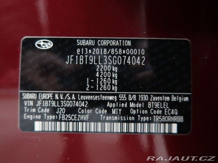 Subaru Outback TOURING 4X4. Služební vůz 1800