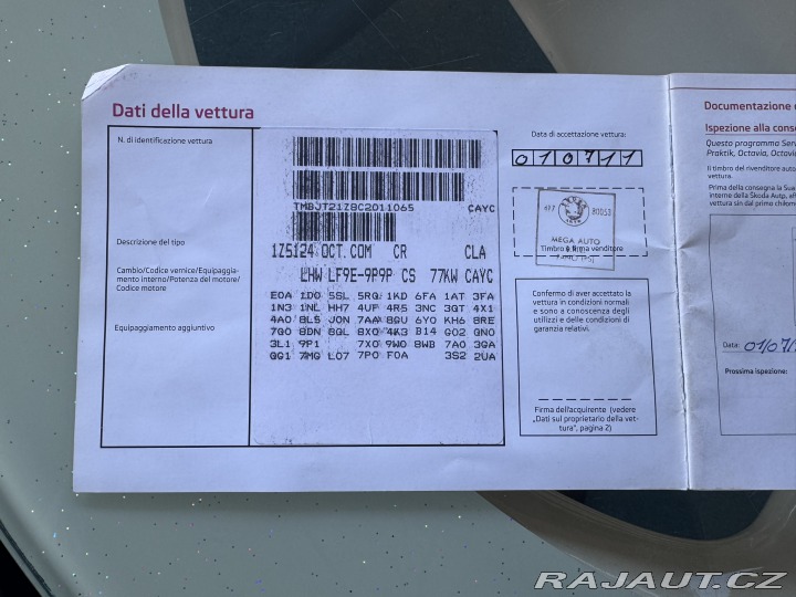 Škoda Octavia 1,6 TDI 77 KW ITÁLIE STK 2011