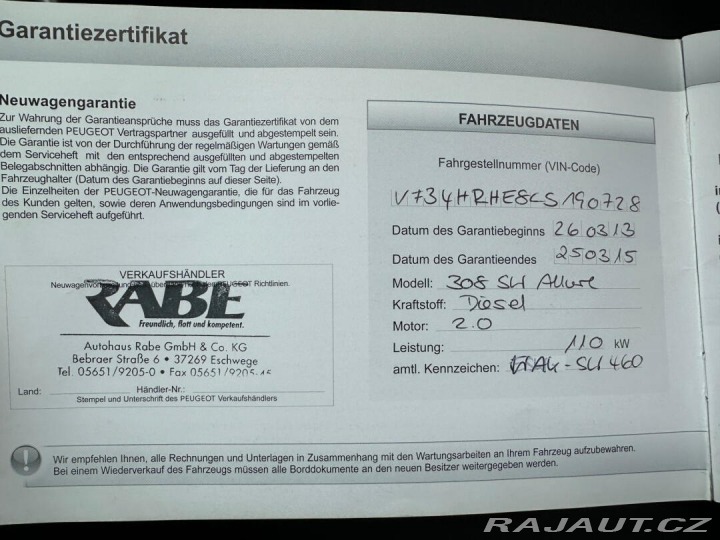 Peugeot 308 2.0Hdi 110kw 2013
