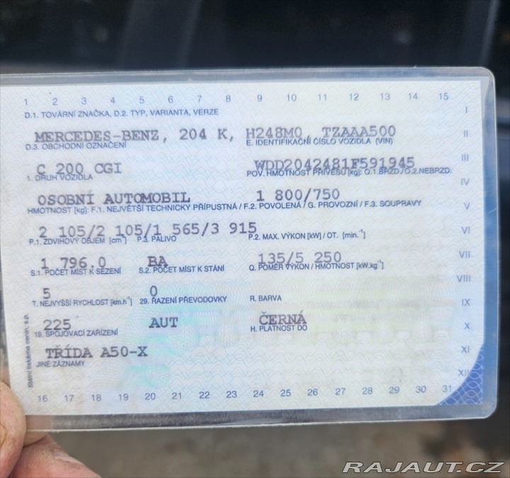 Mercedes-Benz C 1,8   135KW, C200,AUTOMAT 2010