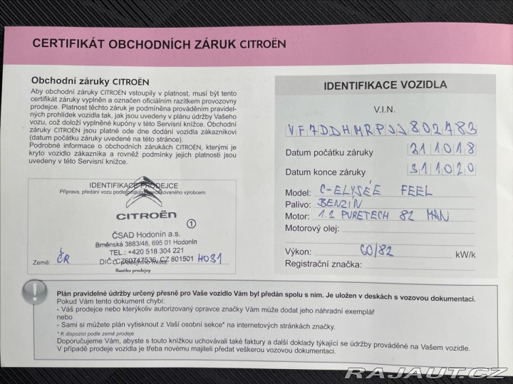 Citroën C-Elysée 1,2 PureTech 82 REZERVACE 2018