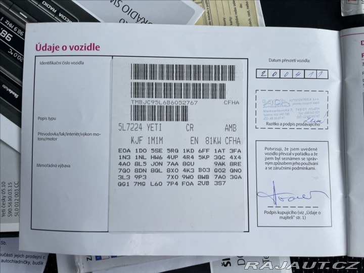 Škoda Yeti 2,0 TDi 81kw Ambiente Taž 2011