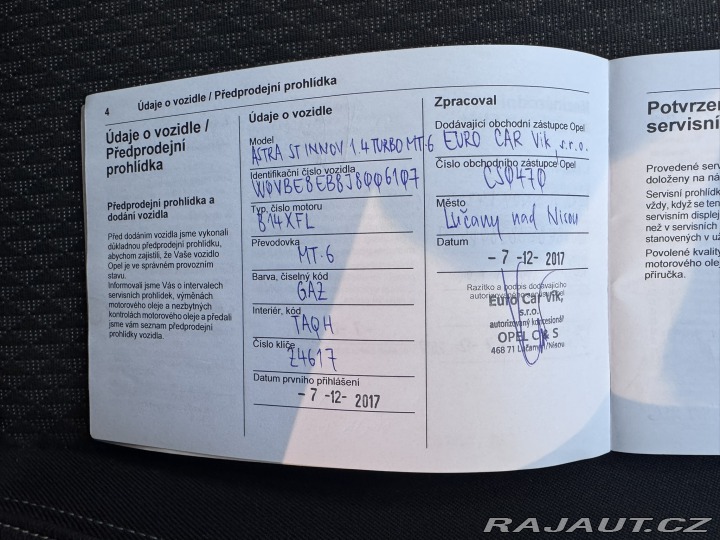 Opel Astra 1,4 92 KW T. SPOJKA ROZ. 2017