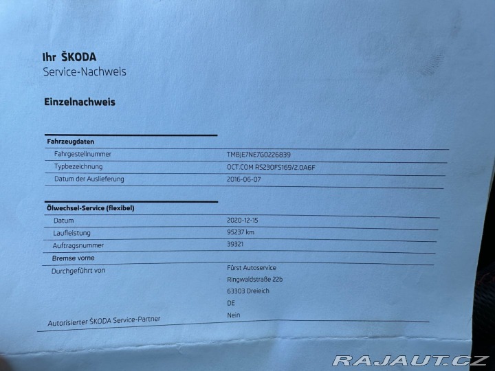 Škoda Octavia RS 2,0TSI 169kw 2016