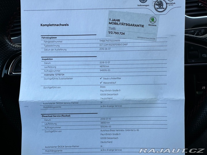 Škoda Octavia RS 2,0TSI 169kw 2016