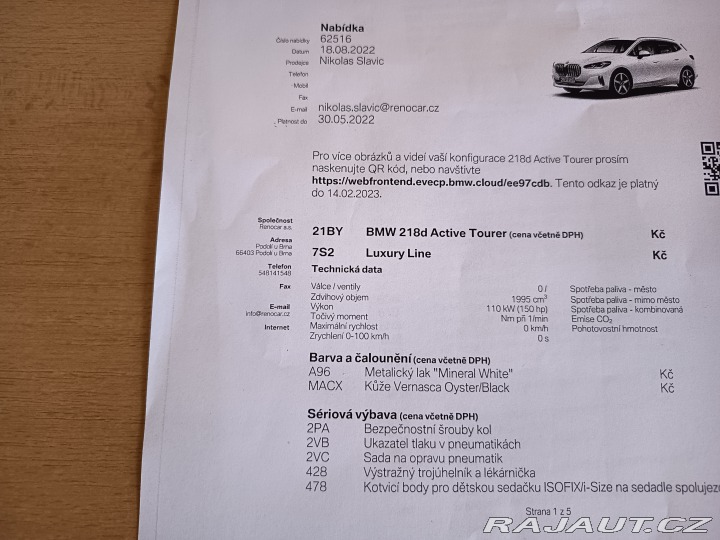 BMW 2 218d Tourer Luxury Line 2022