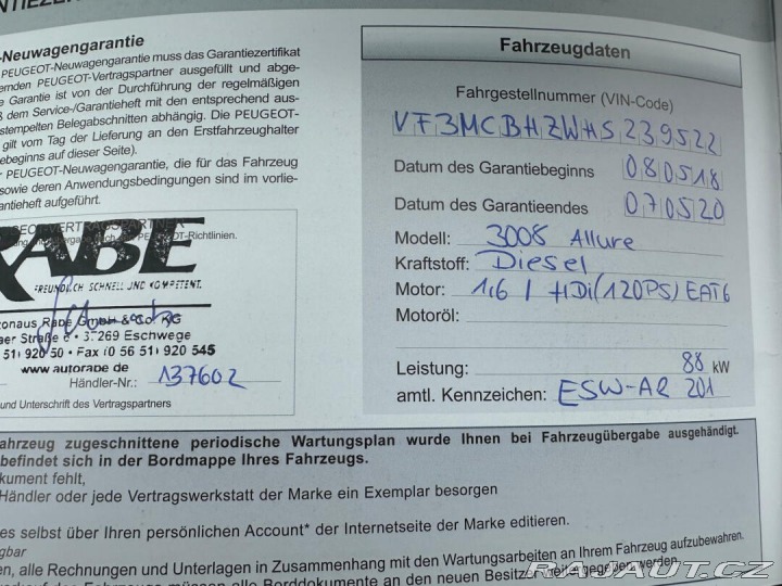 Peugeot 3008 1.6Hdi 88kw Automat Allur 2018