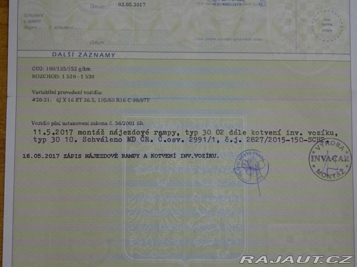 Fiat Dobló 1.6JTD VESTAVBA PRO VOZÍČ 2017
