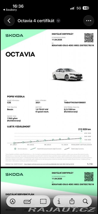 Škoda Octavia 1,0   Tsi 81 Kw, rok 2021 2021
