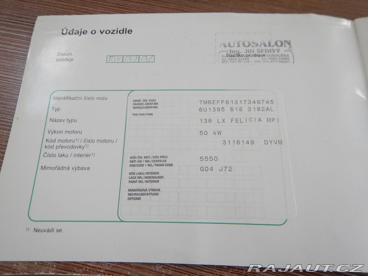 Škoda Felicia 1.3 MPI, ČR, EKO ZAPLACEN 2001