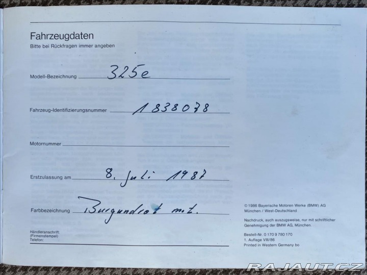 BMW 3 2.7 325e 114.450km! Plná 1987