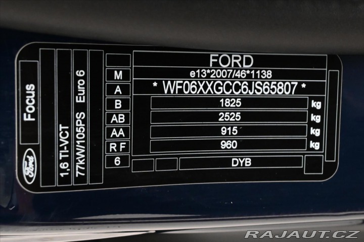 Ford Focus 1,6 16V 77 kW Záruka až 5 2018