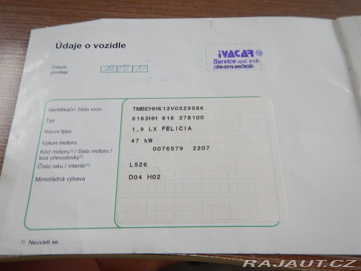Škoda Felicia 1.9 D, ČR, EURO II 1997