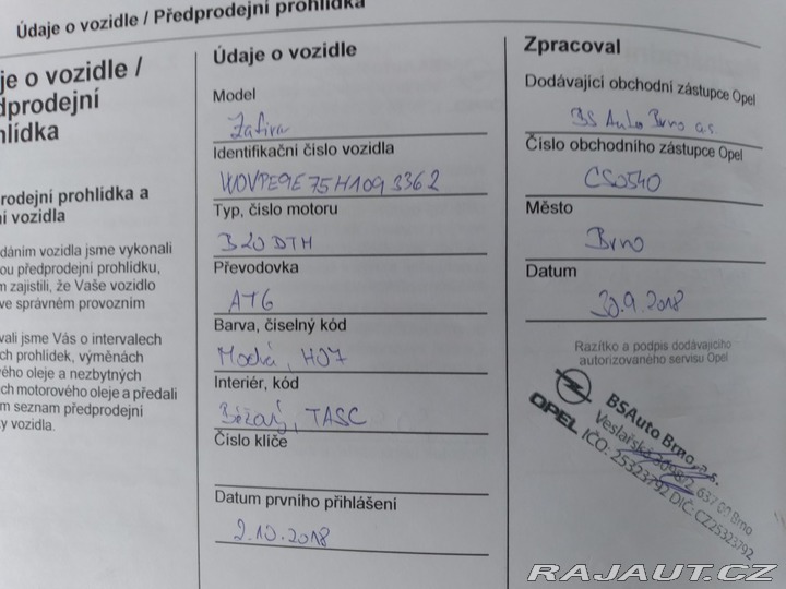 Opel Zafira TOURER 2.0 CDTI AT 7 MÍST 2018