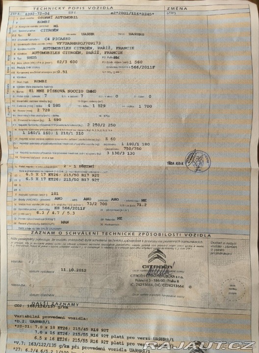 Citroën C4 Picasso 1,6   odpočet DPH 2012