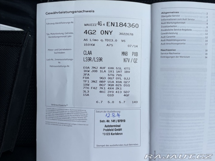 Audi A6 3,0 TDi 150kw S-Line Quat 2014