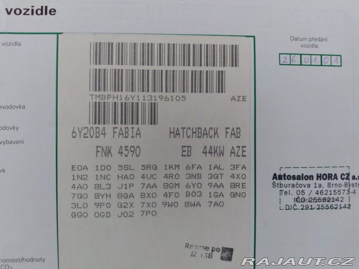 Škoda Fabia 1.4 MPI ČR,1.MAJITEL,SERV 2001