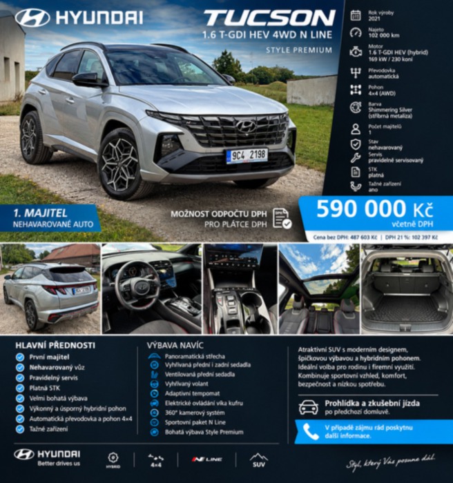 Hyundai Tucson 1,6 T-GDI HEV 4WD N LIN